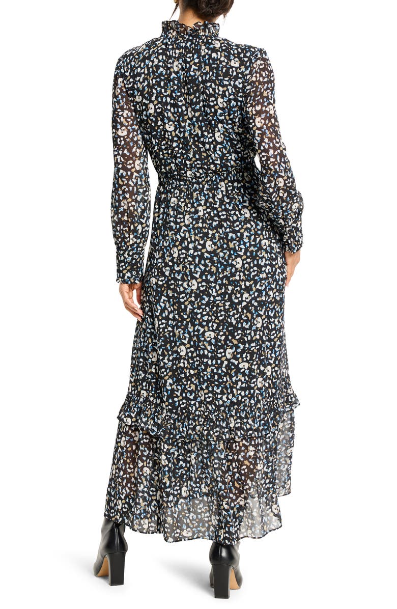 NIC+ZOE Anabelle Cheetah Print Long Sleeve Dress, Alternate, color, Black Multi