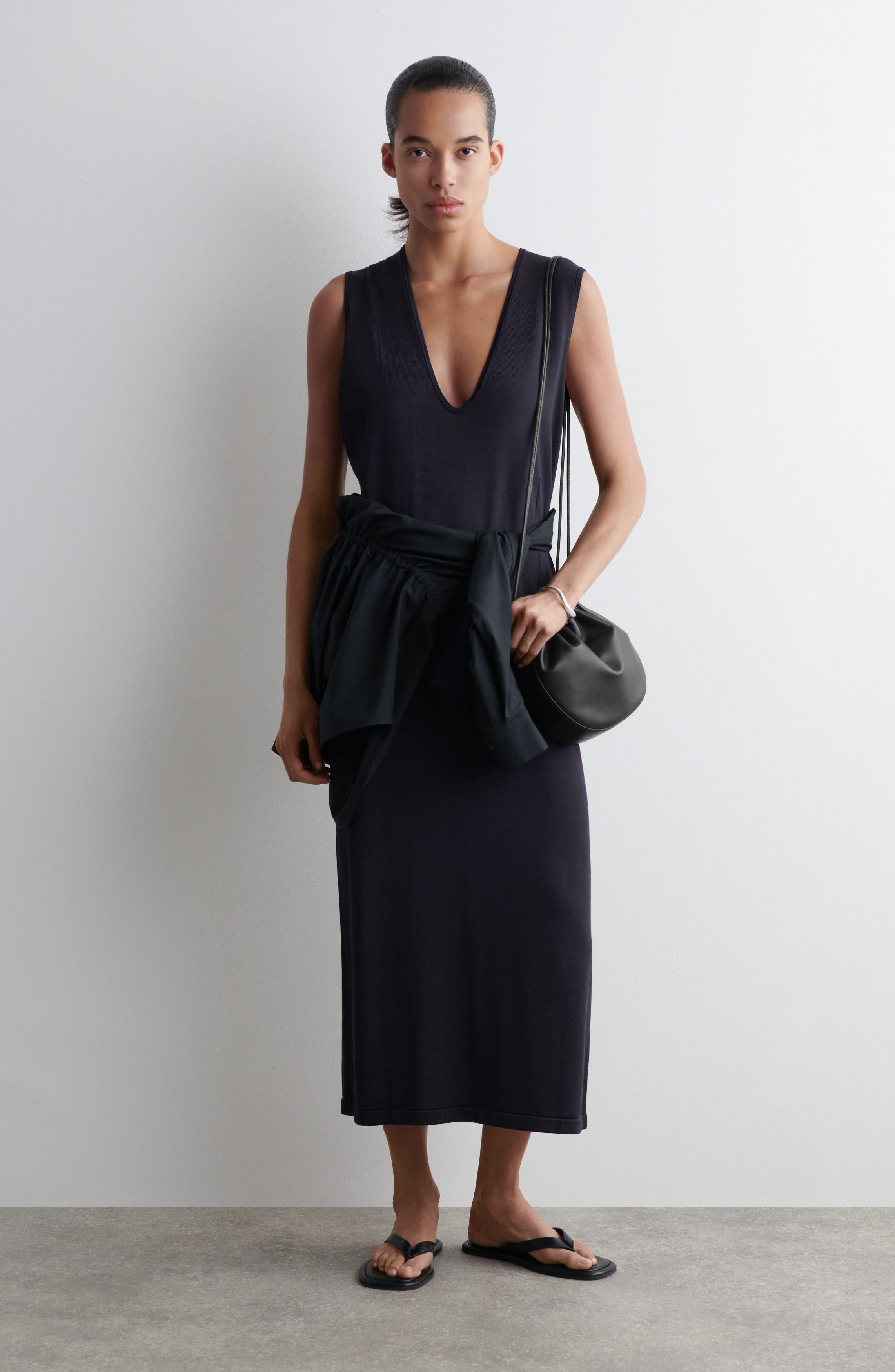 COS Leather Drawstring Crossbody Bag, Alternate, color, 