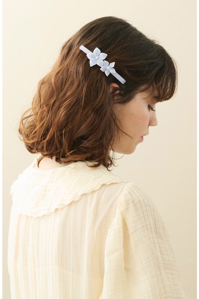 Imitation Pearl Flower Barrette, Alternate, color, LIGHT ZEPHYR