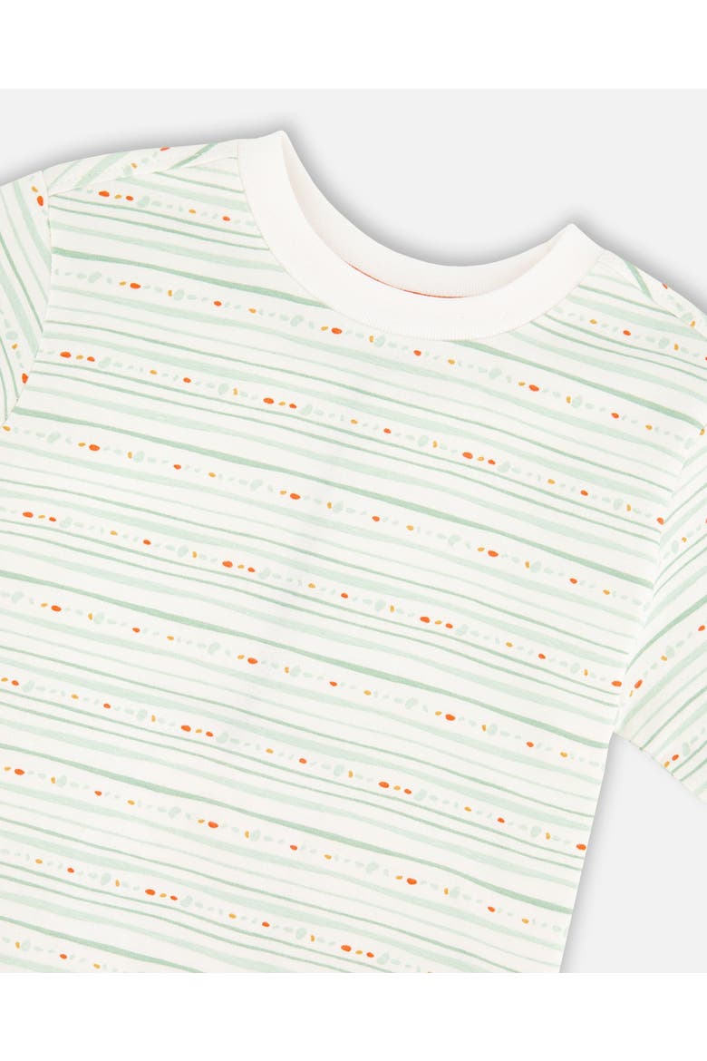 Organic Cotton Lines Short Sleeves T-Shirt, Alternate, color, White Printed Mint Green Lines