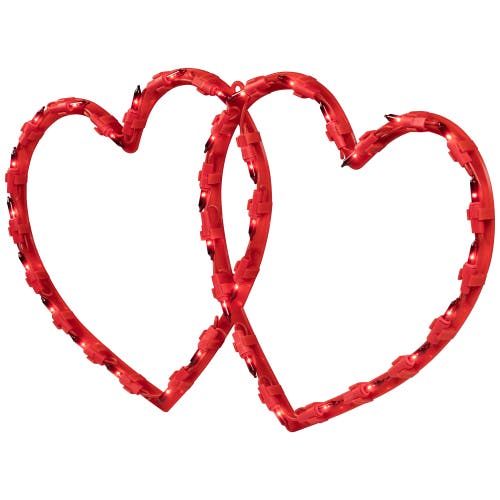 Northlight Lighted Double Heart Valentine's Day Window Silhouette In Red