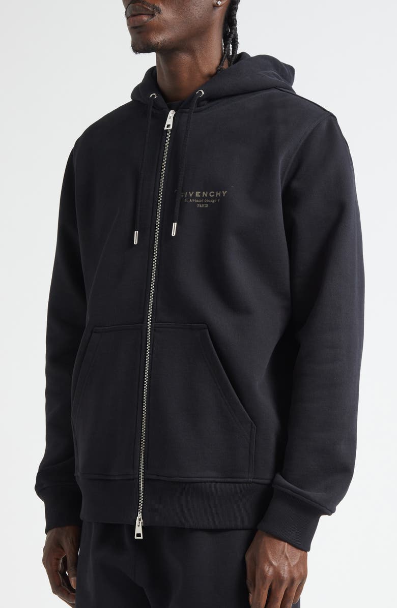 Givenchy Regular Fit Zip Hoodie, Alternate, color, Black