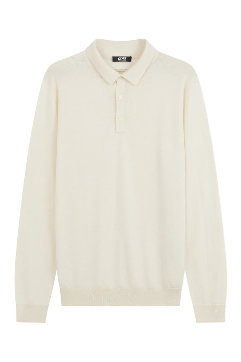 Men's Cashmere Silk Polo, Alternate, color, marshmallow