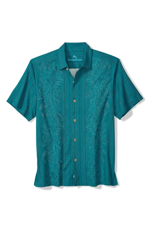 Maui Border Silk Short Sleeve Button-Up Shirt