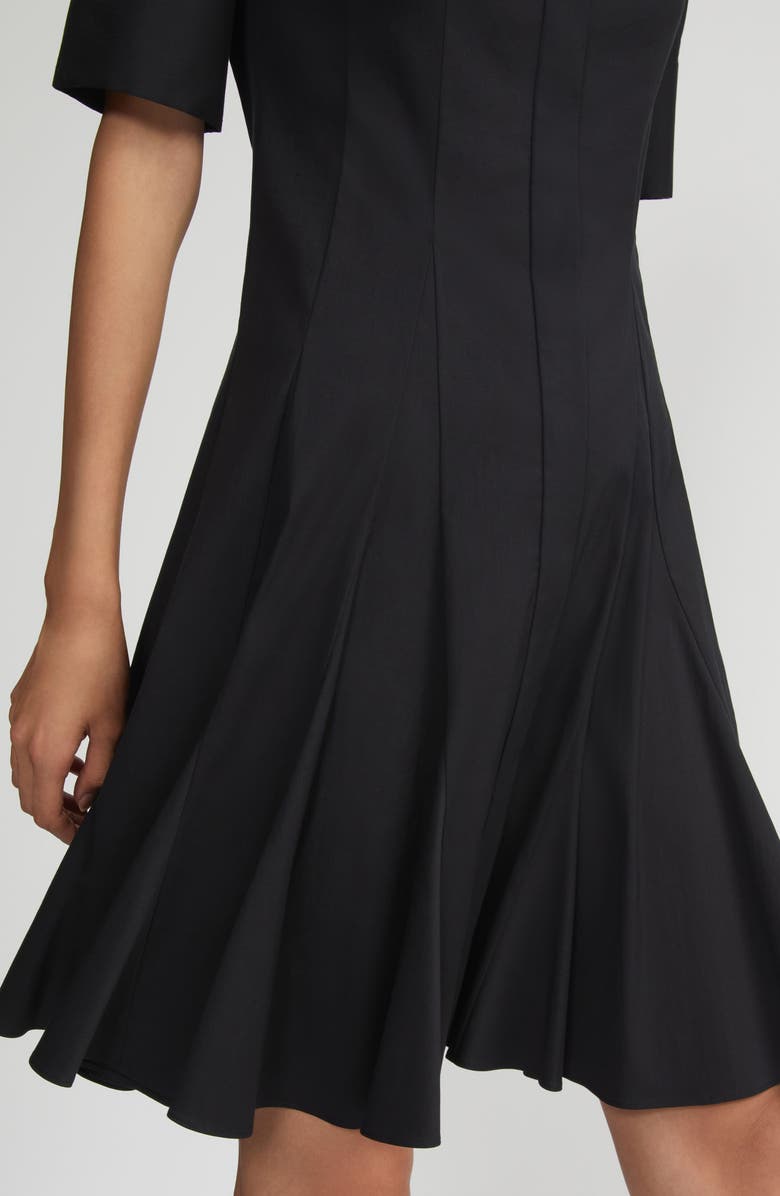 Lafayette 148 New York Godet Pleat Stretch Poplin Shirtdress, Alternate, color, Black