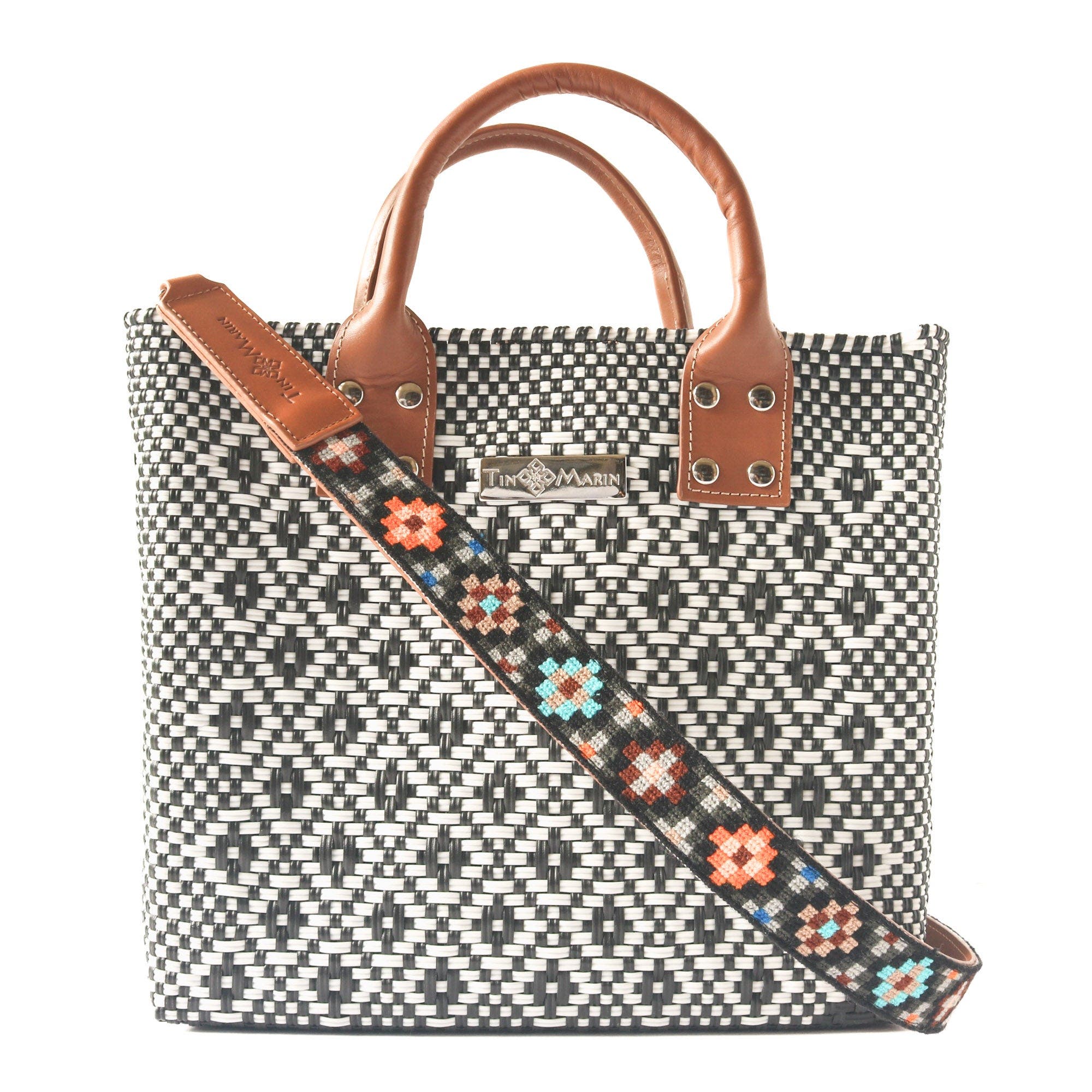 Tin Marin Panda Large Woven Crossbody Bag, Alternate, color, Tan Leather Straps