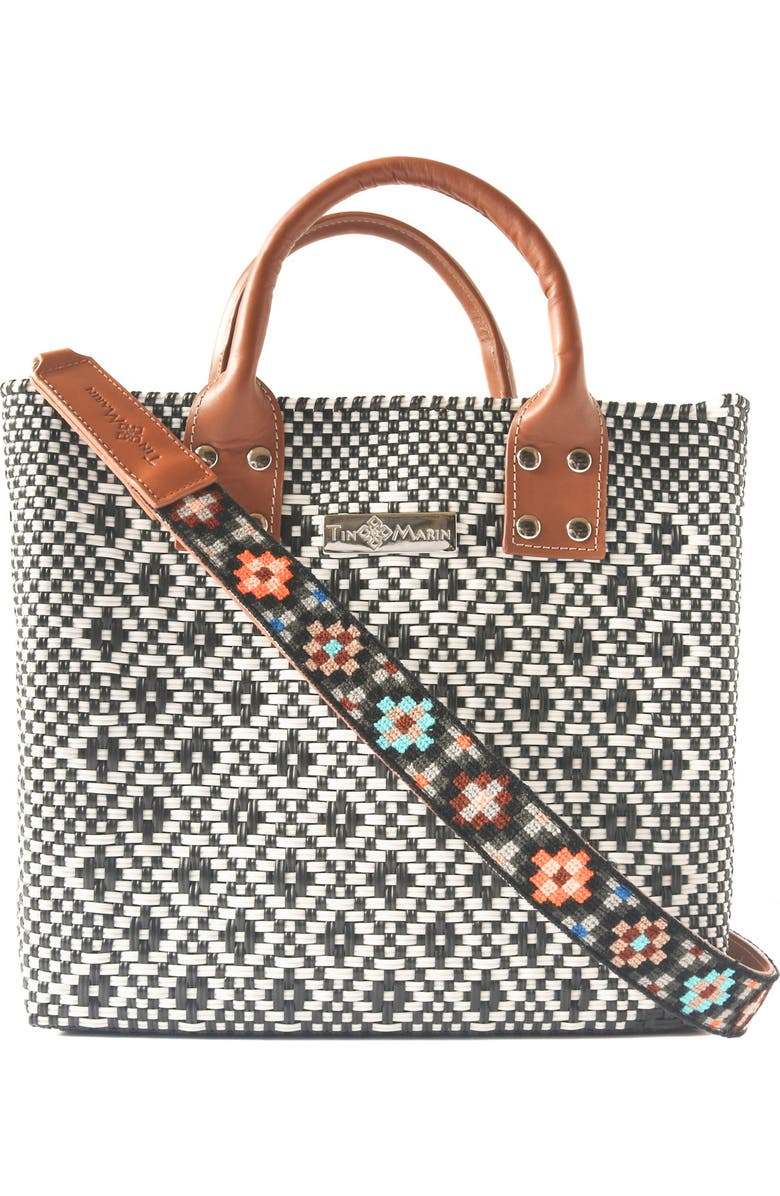 Tin Marin Panda Large Woven Crossbody Bag, Alternate, color, Tan Leather Straps