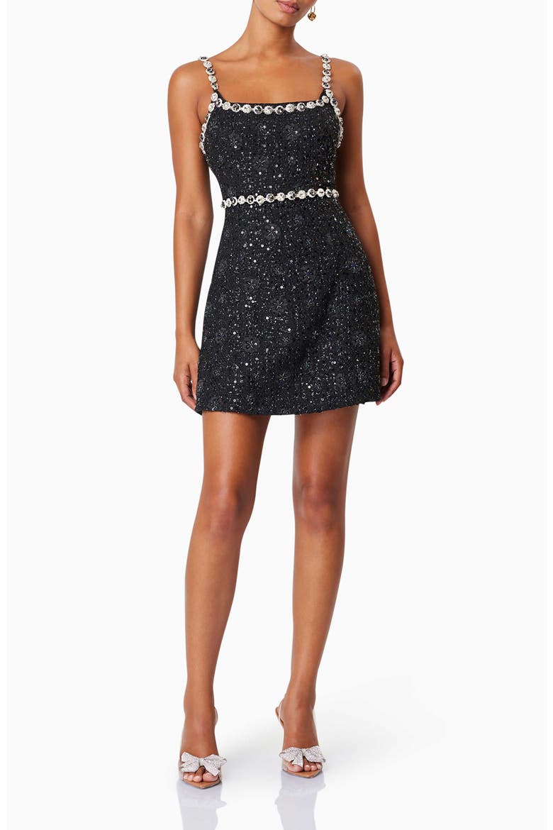 Adeline Tweed Minidress, Alternate, color, BLACK