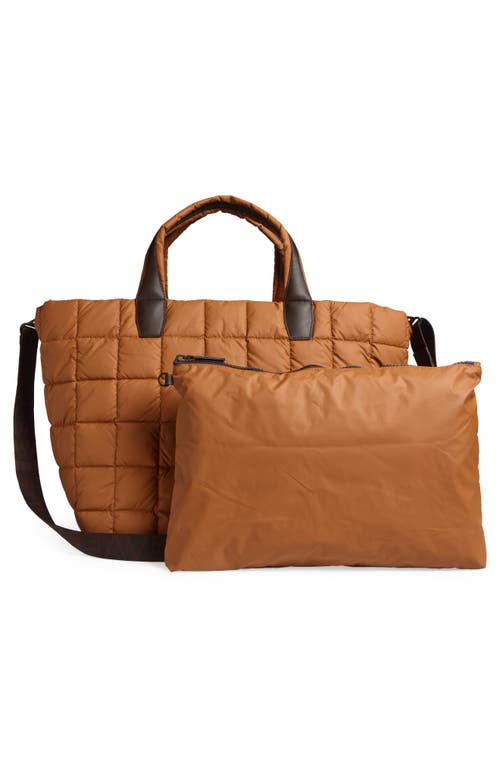 Veecollective Porter Water Repellent Quilted Weekend Bag In Cognac