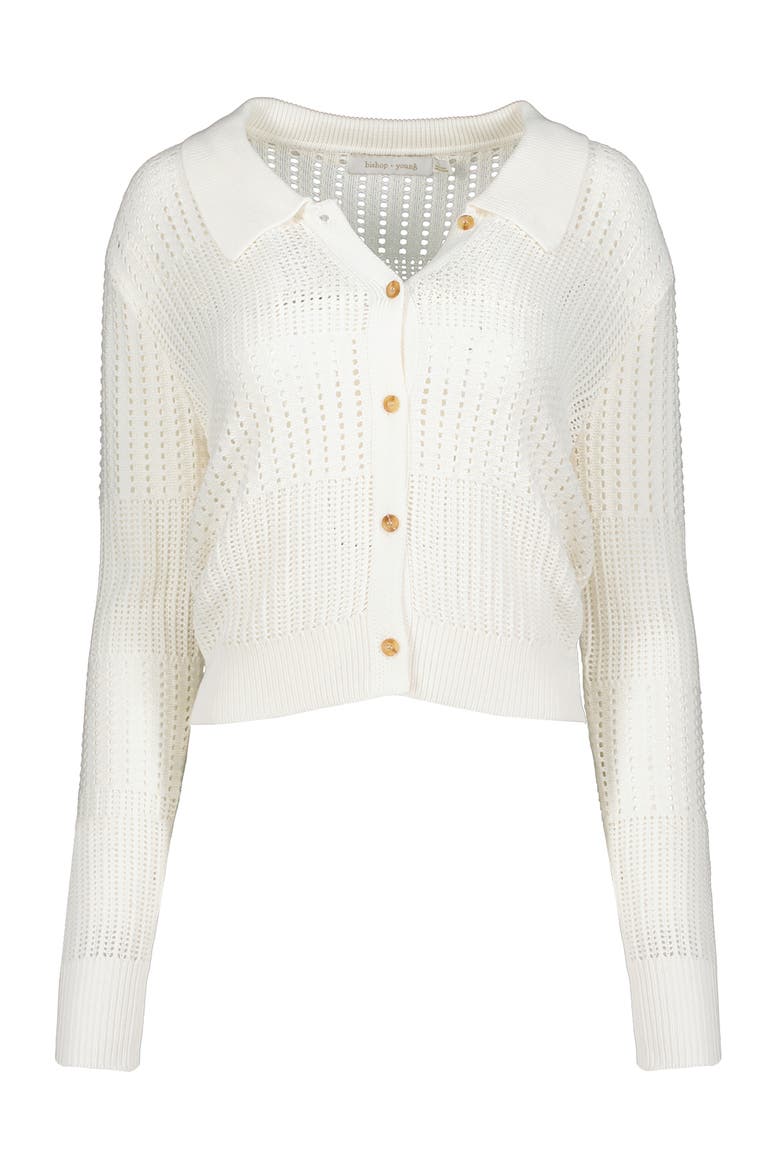 Sporty Pointelle Cardigan, Alternate, color, Ivory