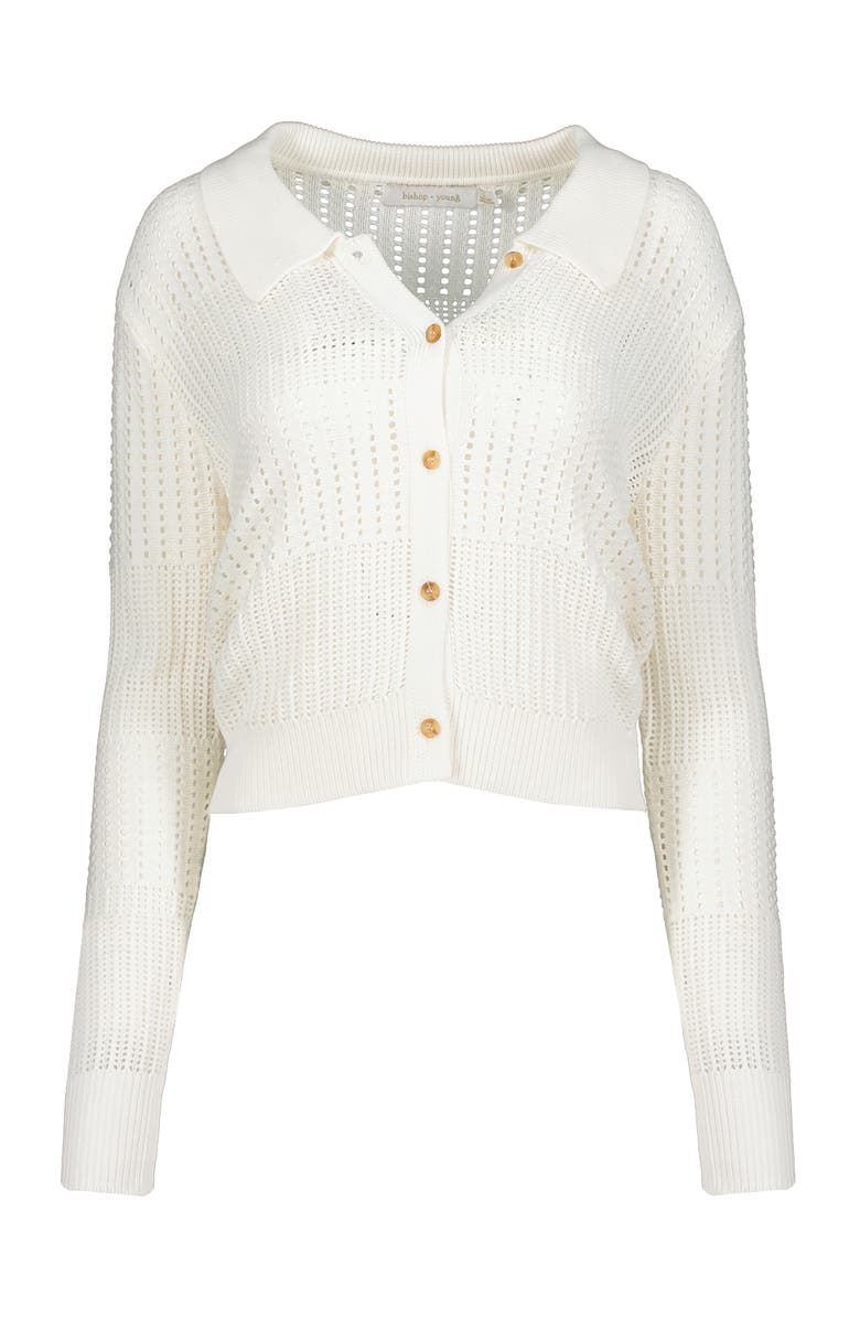 Bishop + Young Sporty Pointelle Cardigan, Alternate, color, Ivory