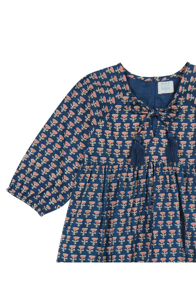 Mer St. Barth Sara Popover Dress, Alternate, color, Blue Floral Block Print