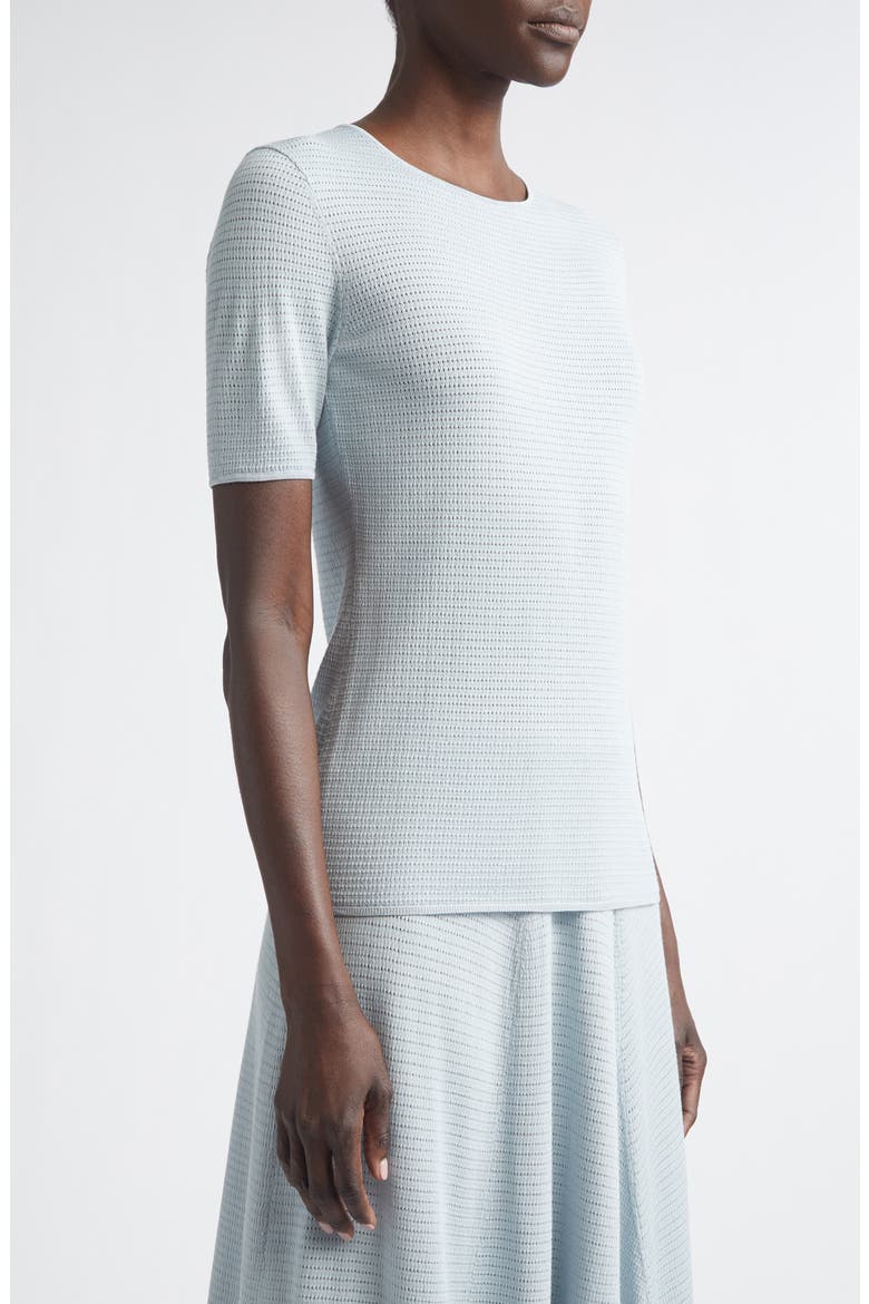 Textured Stitch Short Sleeve Sweater, Alternate, color, VENETIAN SKY