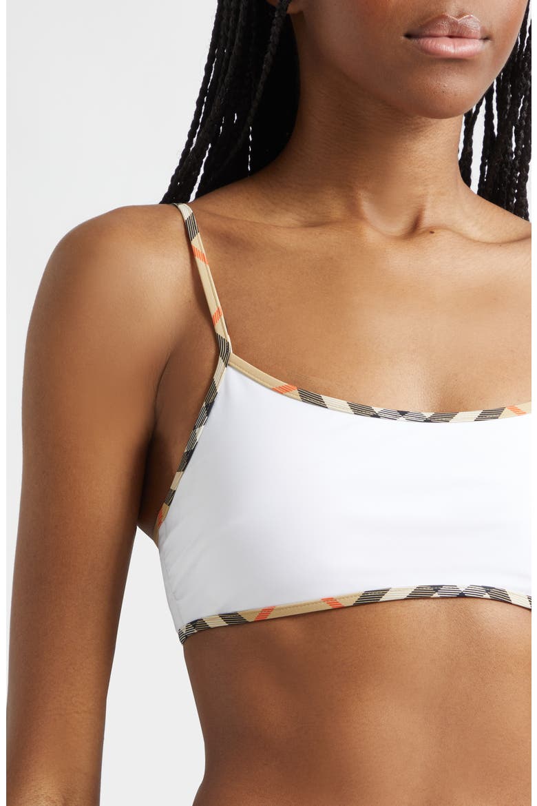 Starla Check Trim Bikini Top, Alternate, color, WHITE