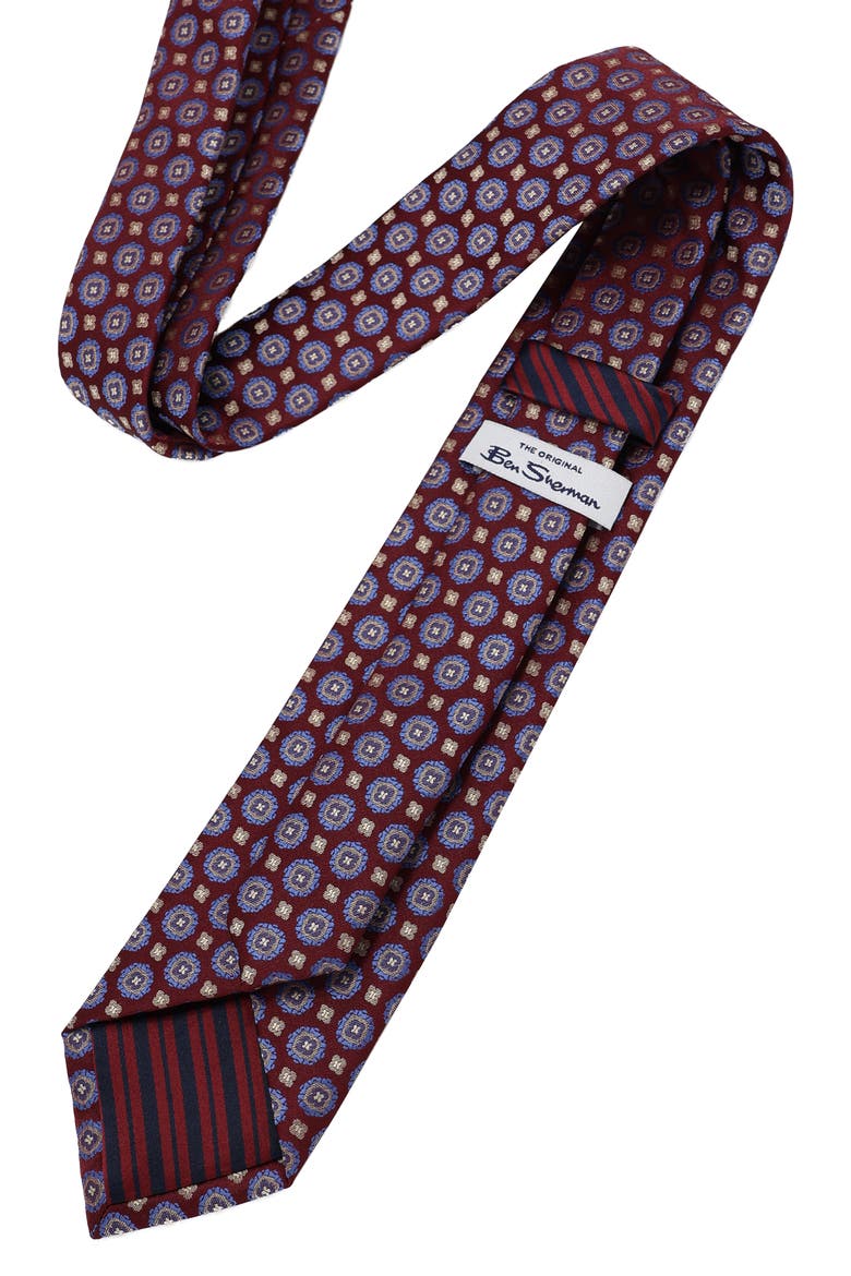Medallion Tie, Alternate, color, BURGUNDY