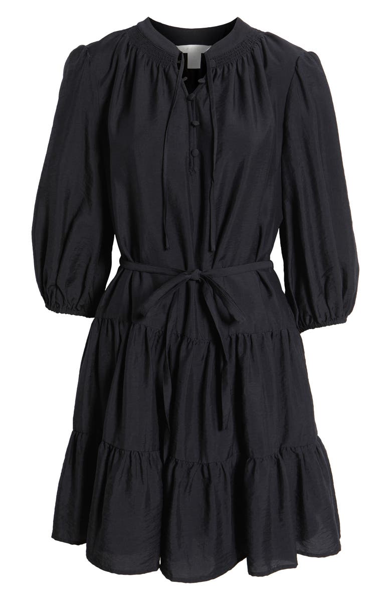 Caslon<sup>®</sup> Tie Neck Tiered Dress, Alternate, color, Black