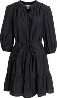 Caslon® Tie Neck Tiered Dress