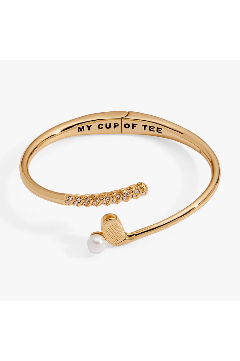 Golf Club 'My Cup of Tee' Bypass Cuff Bracelet, Main, color, Gold