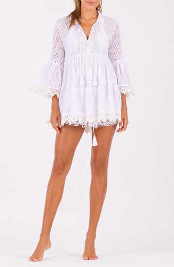 Bell Sleeve Embroidered Eyelet Cover Up Dress
