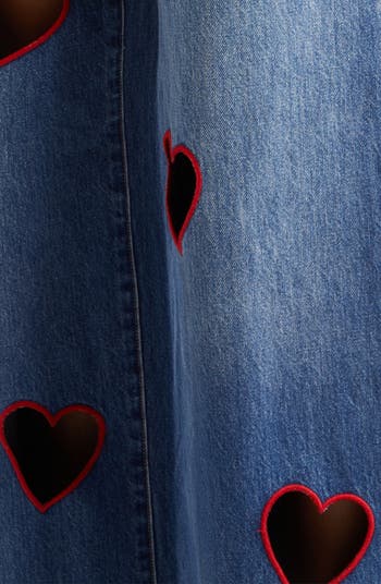 Alice + Olivia Karrie Embroidered Heart Cutout Nonstretch Jeans