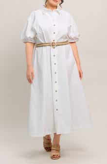 FLYING TOMATO Puff Sleeve Shirtdress