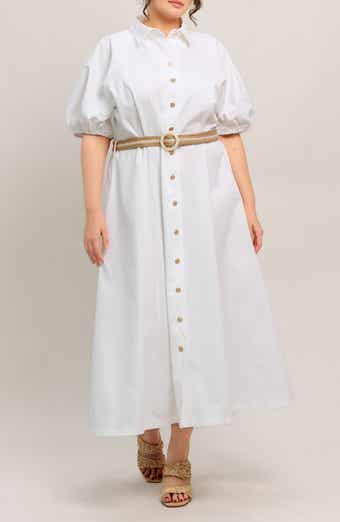 FLYING TOMATO Puff Sleeve Shirtdress
