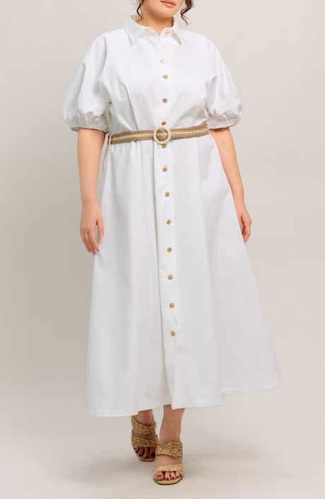 FLYING TOMATO Puff Sleeve Shirtdress