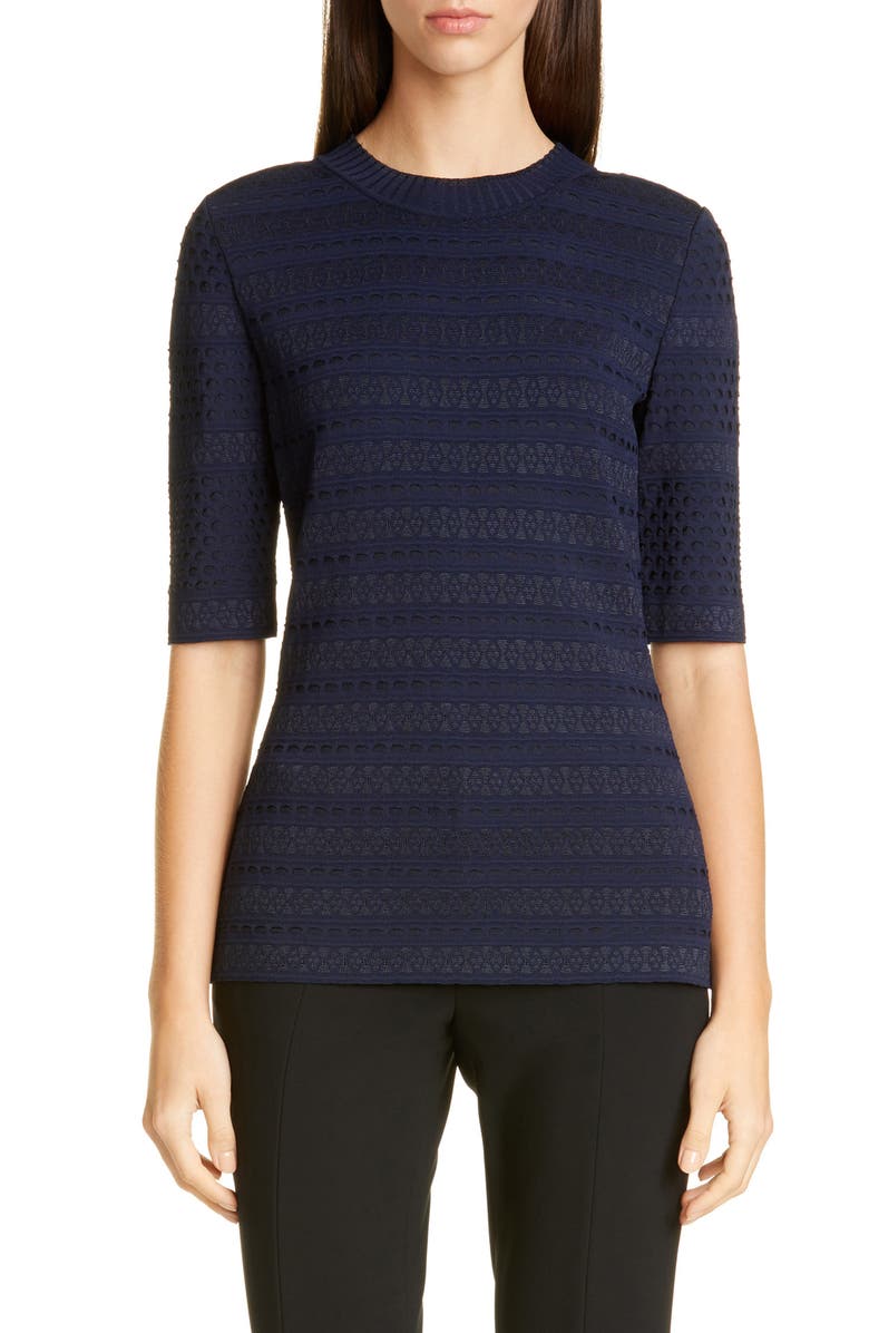 St. John Collection Engineered Lace Jacquard Sweater, Main, color, 