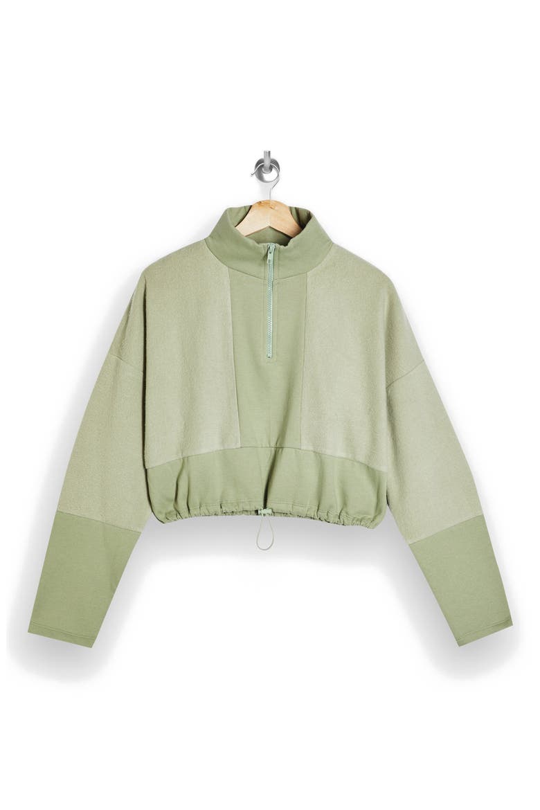 Panel Half Zip Fleece Pullover, Alternate, color, GREEN