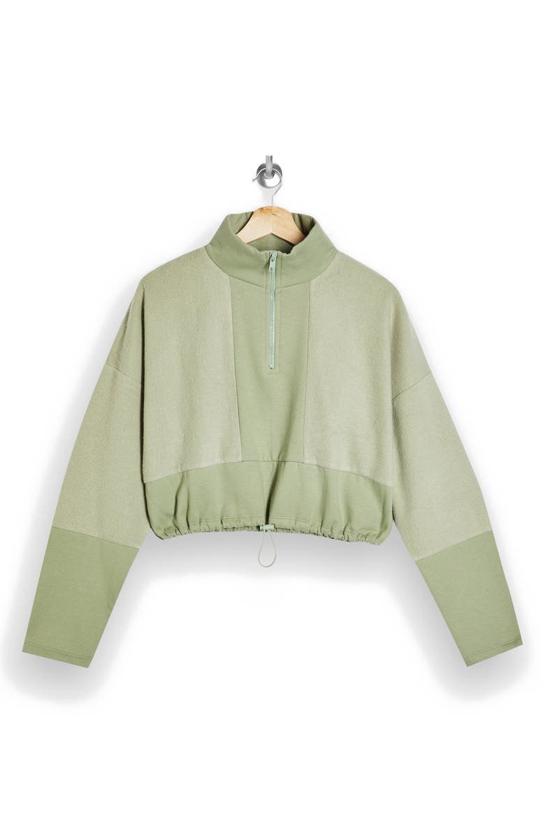 Topshop Panel Half Zip Fleece Pullover, Alternate, color, 