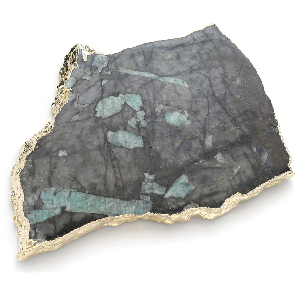 Anna New York Kiva Emerald Stone Platter In Green And Gold