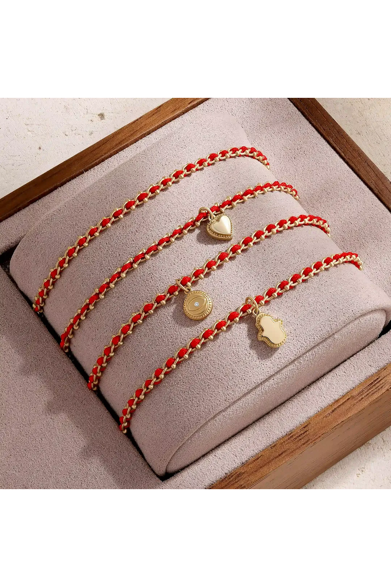 Evil Eye Gold Plated Red String Adjustable Bracelet Divine Shield, Alternate, color, Red/Gold