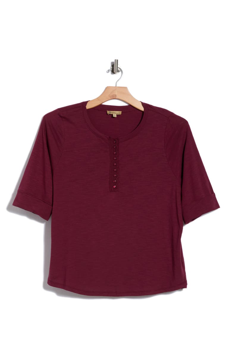 Henley Knit Top, Main, color, PLUM