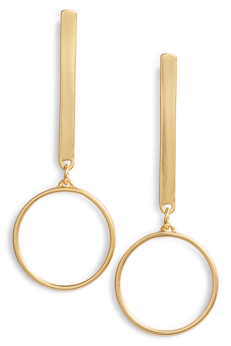 Linear Hoop Earrings, Main, color, GOLD