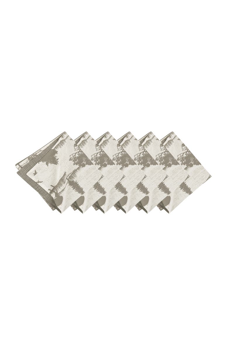 Henderson Hideaway Reversible Rustic Winter Wilderness Napkin Set of 6, Alternate, color, Beige
