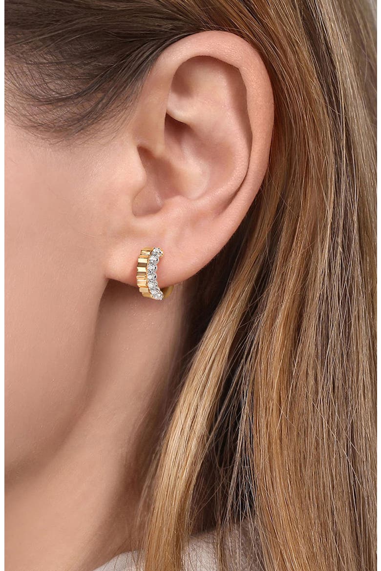 Bujukan Diamond & Diamond-Cut Huggie Hoop Earrings, Alternate, color, TWO TONE