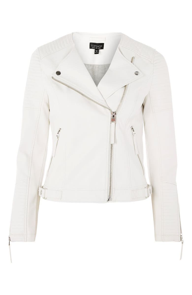 Topshop Luna Faux Leather Biker Jacket, Alternate, color,
