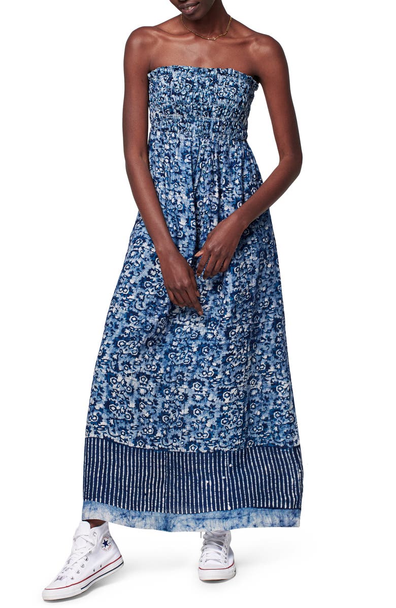 Faherty Margarita Strapless Linen Maxi Dress, Main, color, 