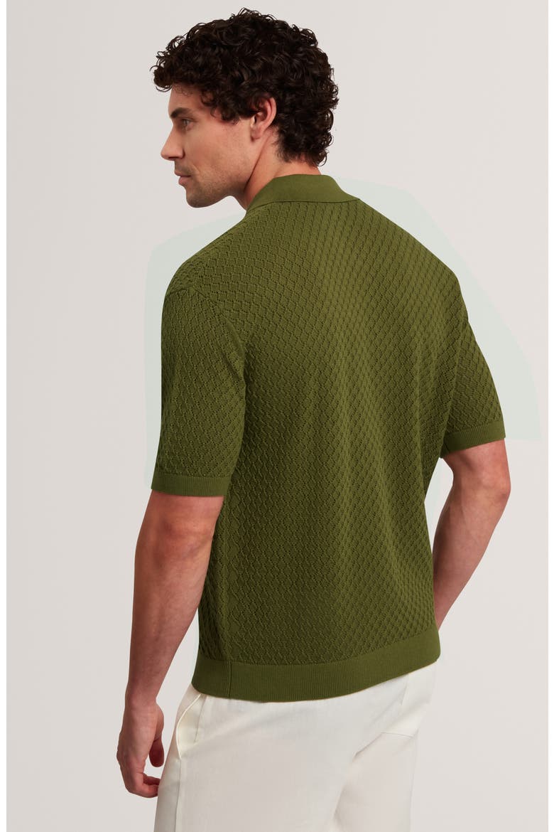 Domati Texture Knit Short Sleeve Button-Up Shirt, Alternate, color, KHAKI