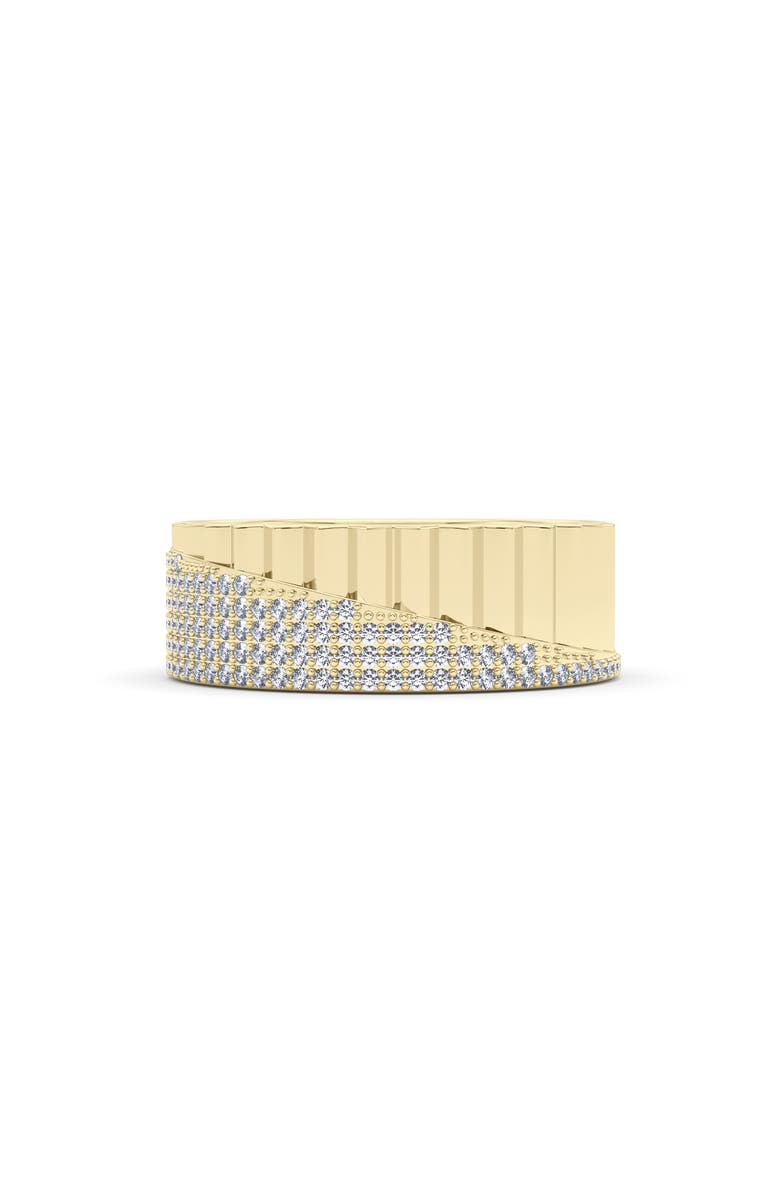 HauteCarat 50/50 Fluted Lab Grown Diamond Ring, Alternate, color, Yellow Gold