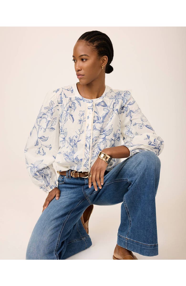MINT VELVET Cotton Floral Print Blouse, Alternate, color, Blue