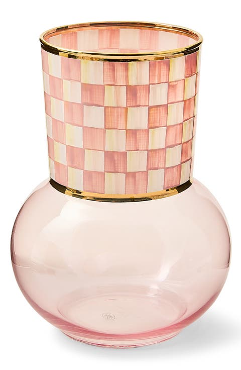 Rosy Check Glass Vase