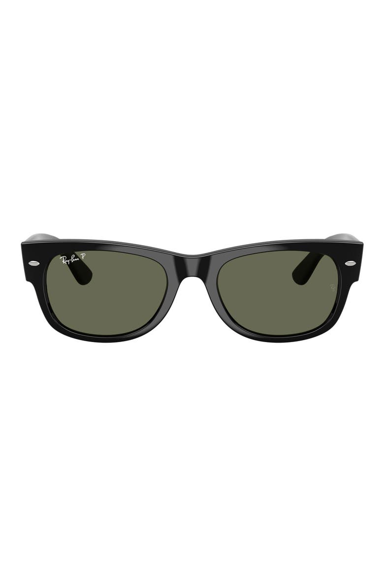 Mega Wayfarer 55mm Polarized Square Sunglasses, Main, color, BLACK / GREEN POLAR