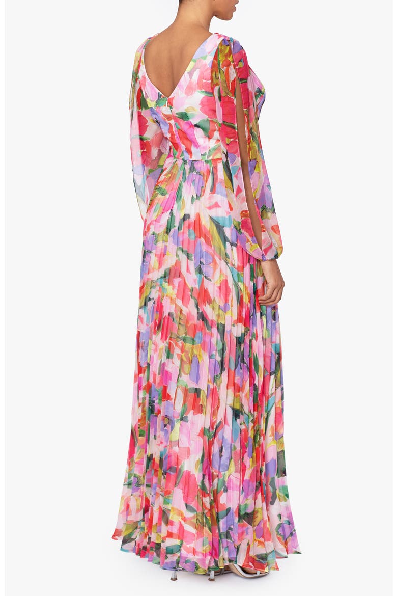Floral Long Sleeve A-Line Gown, Alternate, color, MULTI