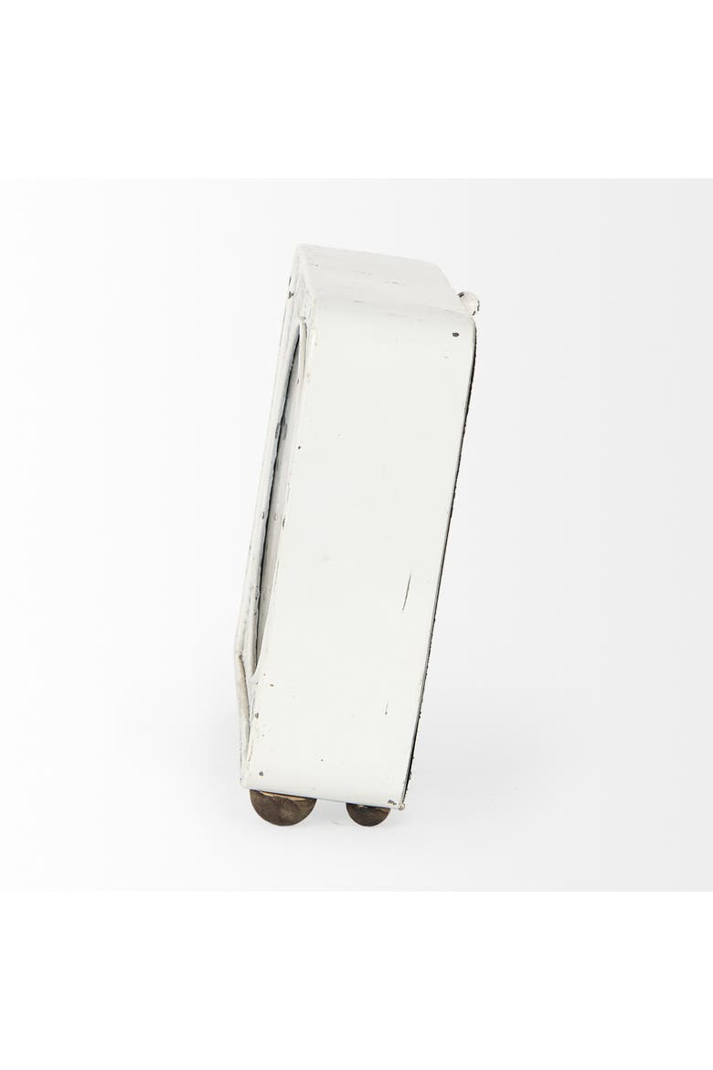 Karl Rustic Iron Rounded Square Table Clock, Alternate, color, White