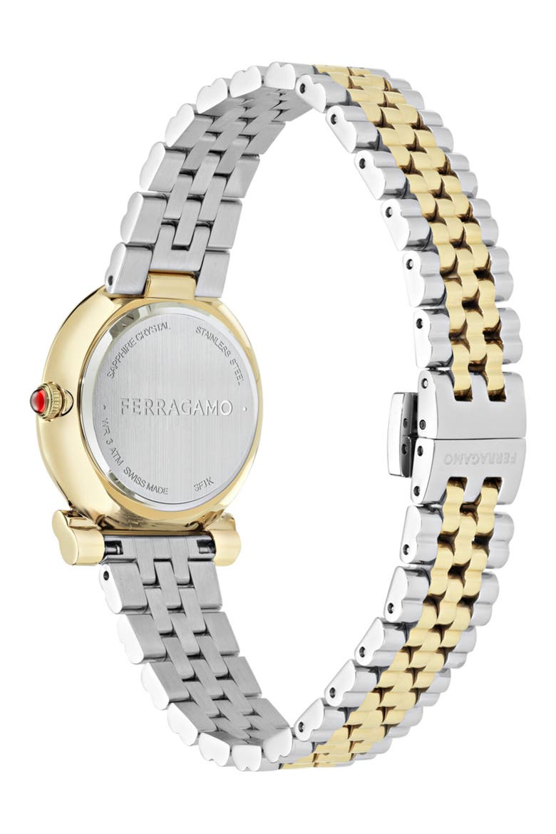Gancini Twisted Bracelet Watch, 28mm, Alternate, color, GREEN/ TWO TONE