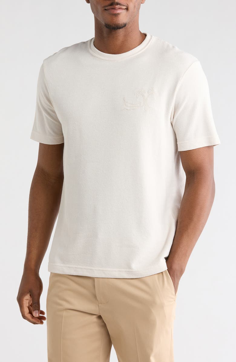 DENIM AND FLOWER Textured T-Shirt, Main, color, Cream