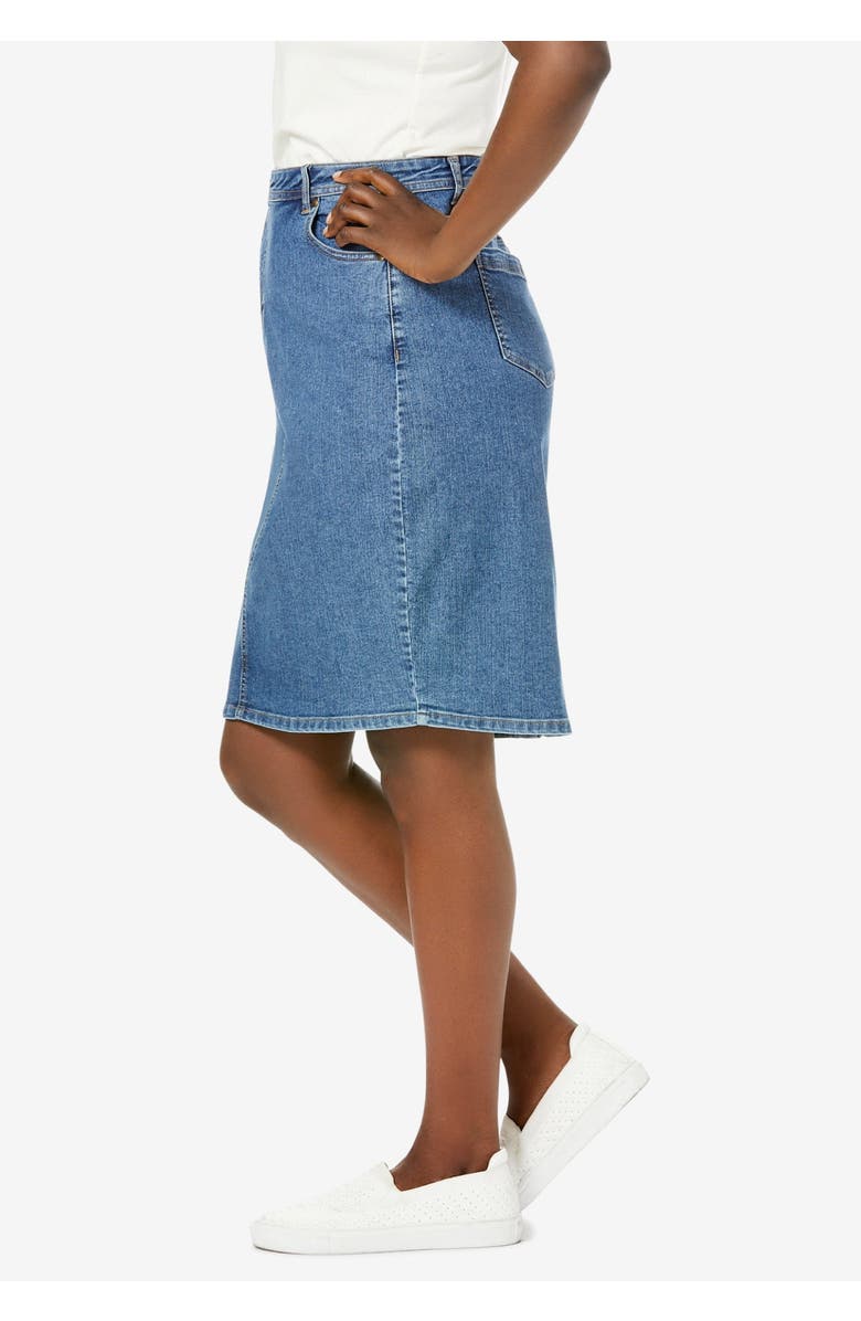 Jessica London True Fit Stretch Denim Short Skirt, Alternate, color, Black