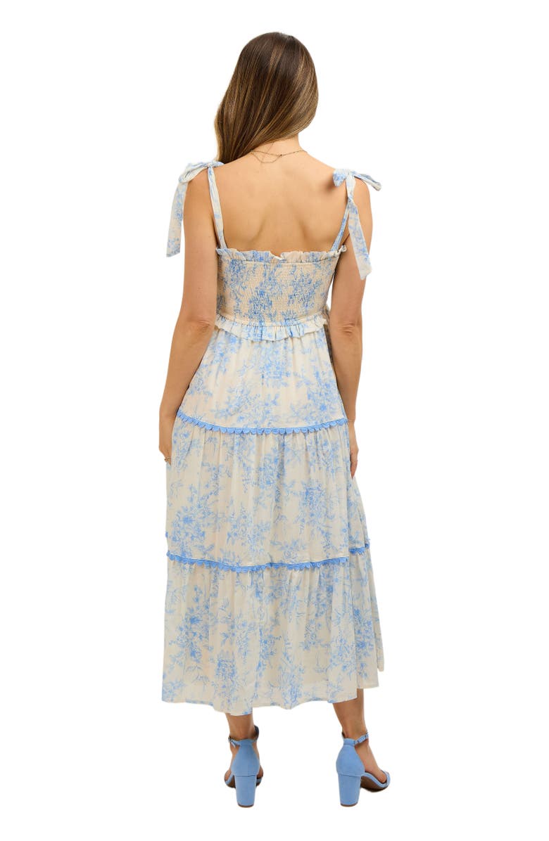 PinkBlush Floral Sleeveless Ruffle Tiered Midi Dress, Alternate, color, Light Blue