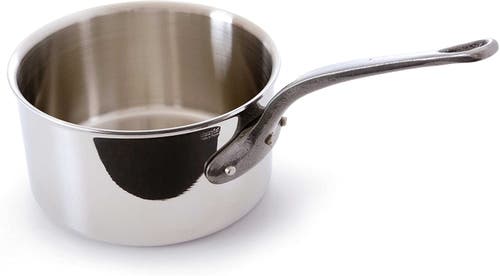 Mauviel M'cook Ci 2.6 Quart Stainless Steel Covered Saucepan W/cast Iron Handle, 7 Inch In Silver